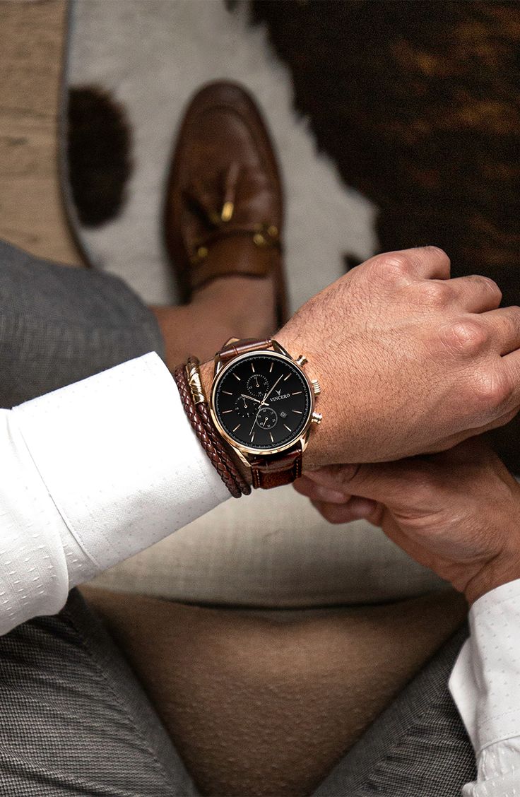 vincero the chrono s2 chronograph leather strap watch, 43mm in rose gold at nordstrom